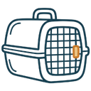 Cat carrier — handle on top, mesh/grille door